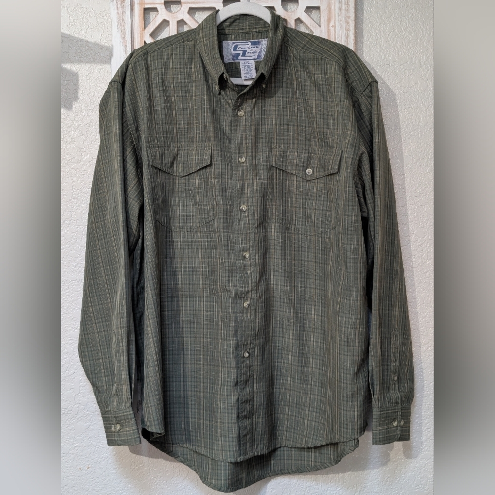Vntg Cool Lock by Wrangler men's size L button down shirt green Western cowboy